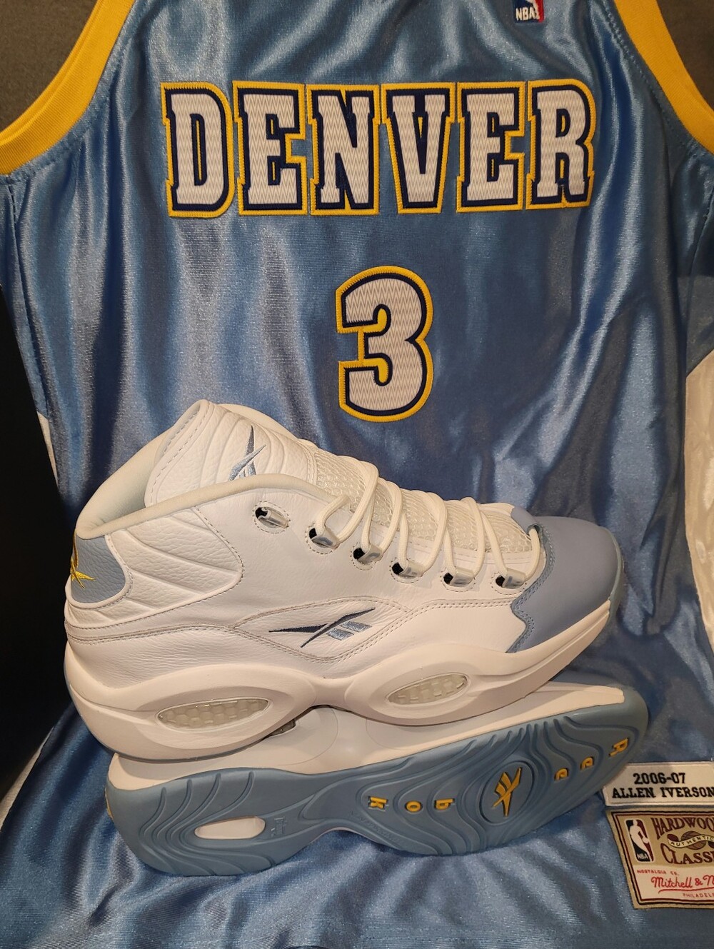 Allen Iverson Question Mid- Denver Nuggets Sneakers-Jersey Combo Size 13/ XXL